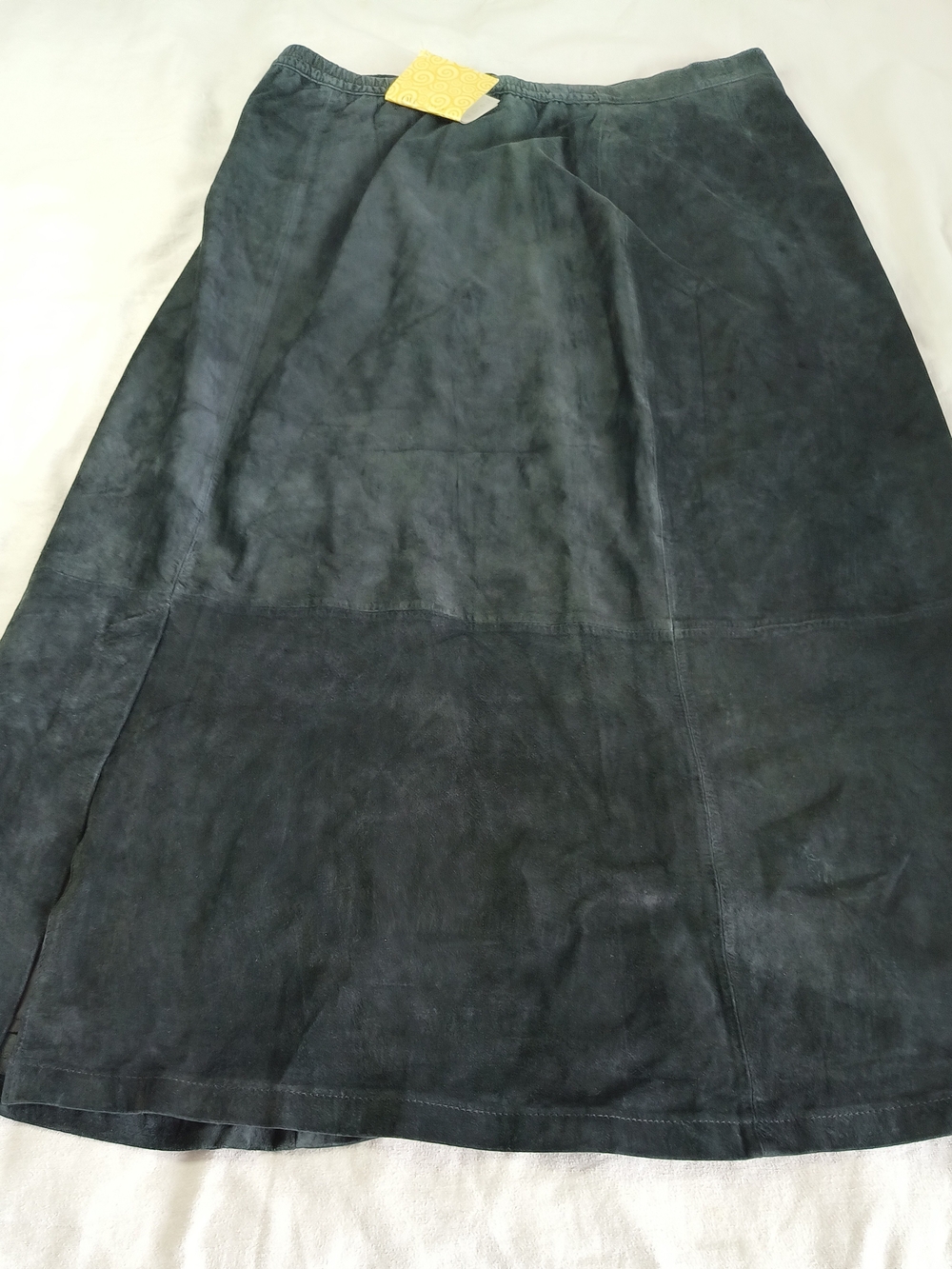 VTG Jessica Holbrook Genuine Suede Leather Skirt 22W Black Washable